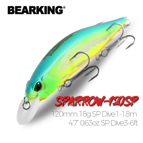 BEARKING-SEÑUELOS DE PESCA DE 12cm y 18g, cebo duro, 10 colores a elegir, calidad minnow, depth1-1.8m profesional minnow ► Foto 1/6