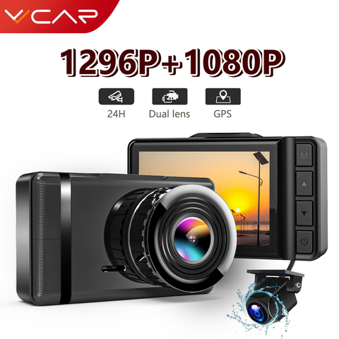 VVCAR-cámara DVR F3 para coche, videocámara Full HD 1296P, velocidad N, GPS, grabadora de vídeo, cámara de salpicadero trasera AHD 1080P ► Foto 1/6