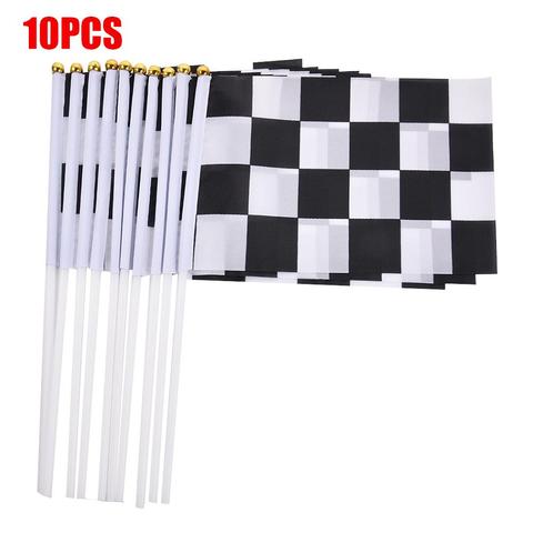 10 unids/pack 8th cuadrado blanco y negro Bandera de mano 14*21cm Racer bandera para agitar de banderas y pancartas decorativas deportes Bandera de coche ► Foto 1/6