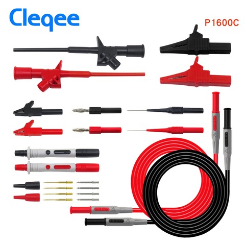 Cleqee-Kit de cables P1600C 7 en 1, sonda multímetro enchufable, juego de cables de prueba automotriz, gancho de prueba IC, Kit de pinzas de cocodrilo ► Foto 1/6