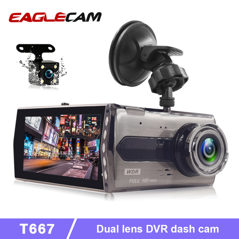 Cámara de salpicadero DVR para coche, lente Dual, Full HD, 1080P, 4 