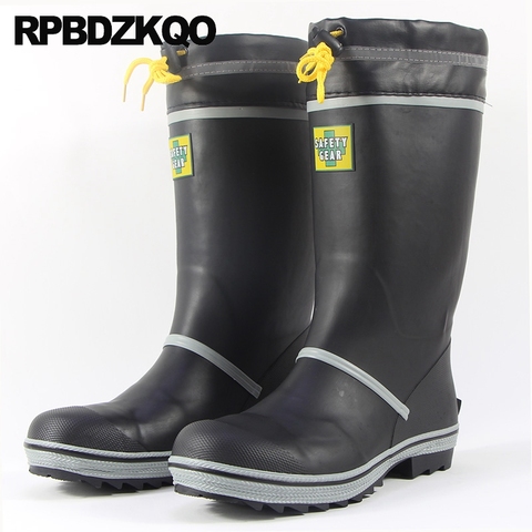 Zapatos Botas De Lluvia Impermeable Puntera Acero Cloruro Polivinilo Pelaje Talla Extra Durable Altas Barato Invierno Goma Pesca Hombres Mediados Becerro Ponerse Cómodo Calzado Moda Masculino ► Foto 1/6