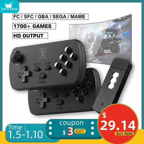 Data Frog-consola de juegos Retro 4K HD inalámbrica con USB, más de 1700 juegos clásicos, mando Dual, compatible con FC/GBA/MAME ► Foto 1/6