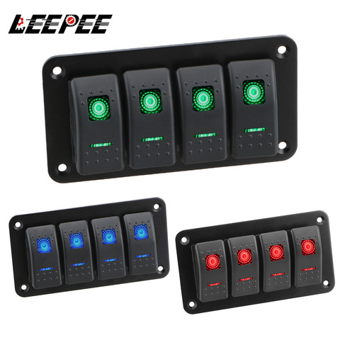 LEEPEE-Panel de interruptor para coche, 4 entradas, luz LED, piezas de repuesto, Panel de interruptor de Control para coche, caravana marina ► Foto 1/6