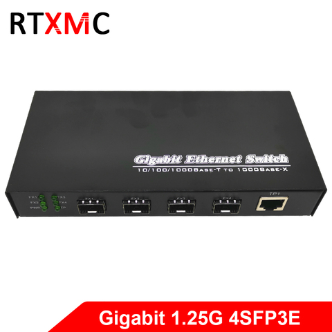 Interruptor Ethernet Gigabit 4GF3GE, conmutador de fibra Ethernet, 4x1,25G, puerto de fibra SFP y 3x101/100/1000M, interruptor de fibra Gigabit ► Foto 1/6