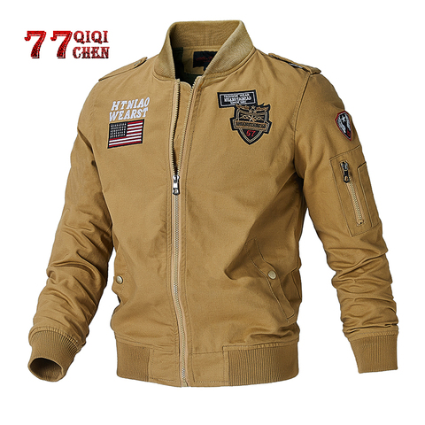 Chaqueta táctica de otoño para hombre, chaqueta de bombardero, abrigo informal de la Fuerza Aérea, chaqueta del Ejército de EE. UU., prendas de vestir de talla grande 4XL, chaqueta para hombre ► Foto 1/6