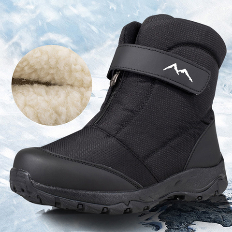 Botas de invierno para hombre, calzado de algodón resistente al agua, de alta calidad, de terciopelo, cálido, para nieve, para exteriores ► Foto 1/6