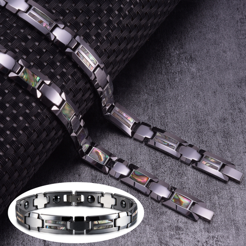 Brazalete magnético de tungsteno para hombre, pulsera magnética con carcasa cruzada antiarañazos, con ahorro de energía, pulsera carburo de tungsteno ► Foto 1/6