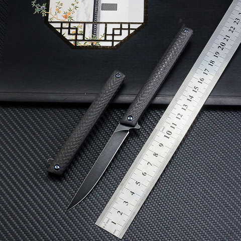 Cuchillo plegable de fibra de carbono M390 para acampada, cuchillo táctico de supervivencia al aire libre con caja, herramientas de mano ► Foto 1/6