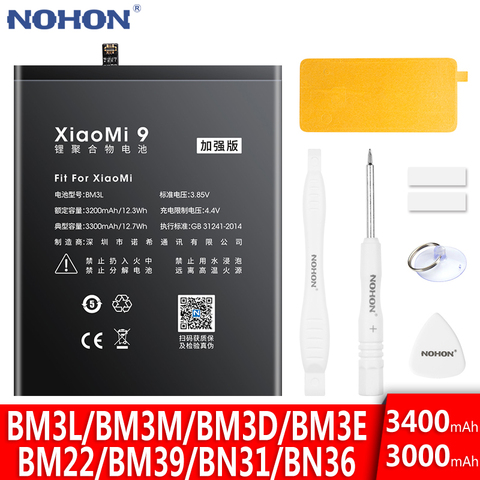 NOHON batería para Xiaomi Mi 9 8 SE 6 5 9SE 8SE 6X 5X teléfono batería Mi9 Mi8 Mi6 Mi5 Mi5X BM22 BM39 BM3L BM3M BM3D BM3E BN31 BN36 ► Foto 1/6