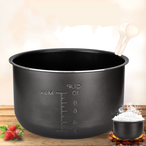 Liner de olla a presión eléctrica, 1,6/3L/4L/5L/6L, olla antiadherente, olla de arroz interior de cristal negro, accesorios interiores ► Foto 1/6