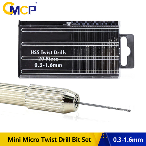 CMCP-brocas helicoidales HSS de 0,3-1,6mm, minijuego de brocas pequeñas de aluminio, para manualidades, con maletín ► Foto 1/6