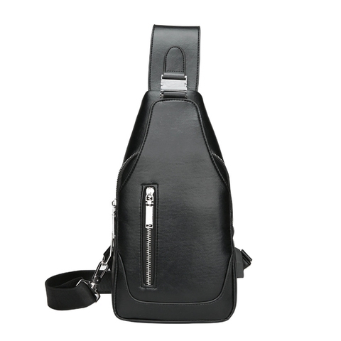 Weysfor-Bolso de pecho de cuero para hombre, bandolera con carga USB, informal ► Foto 1/6