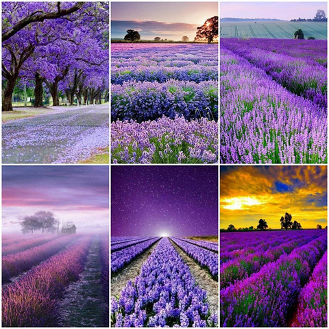 Cuadro de lavanda con diamantes de imitación para decoración del hogar, 5D, bordado, paisaje, mosaico cuadrado completo, regalo ► Foto 1/6