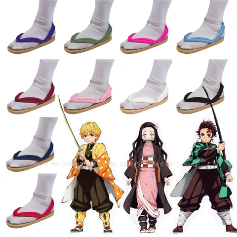 Anime Cosplay zuecos Geta demonio asesino Kimetsu No Yaiba zapatos Kamado Tanjirou Kamado Nezuko Agatsuma Zenitsu Flip Flops, sandalias ► Foto 1/6