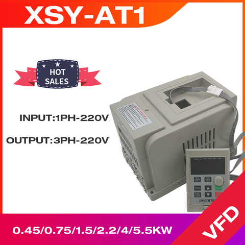 Convertidor frecuencia VFD, inversor de XSY-AT1, 1.5KW/2.2KW/4KW, entrada monofásica de 220v y salida trifásica, controlador de velocidad del motor ► Foto 1/5