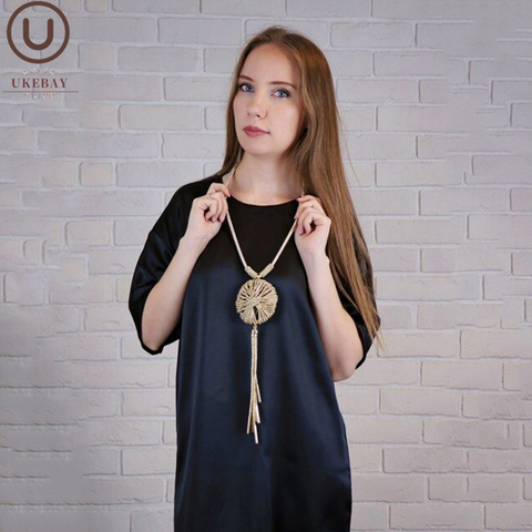 UKEBAY-collares largos góticos para mujer, nuevo colgante étnico, accesorios de ropa, cadena de suéter hecha a mano, joyería grande de lujo ► Foto 1/6