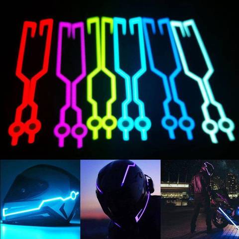 1set de la motocicleta del casco de la noche montar LED tira de luz de señal intermitente de etiqueta pegatina led casco ► Foto 1/6