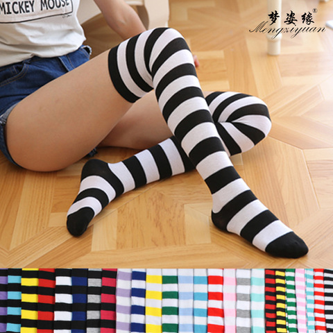 Calcetines de mujer de verano Harajuku de calceines de altura hasta la rodilla de rayas de moda de venta de 2109 ► Foto 1/6