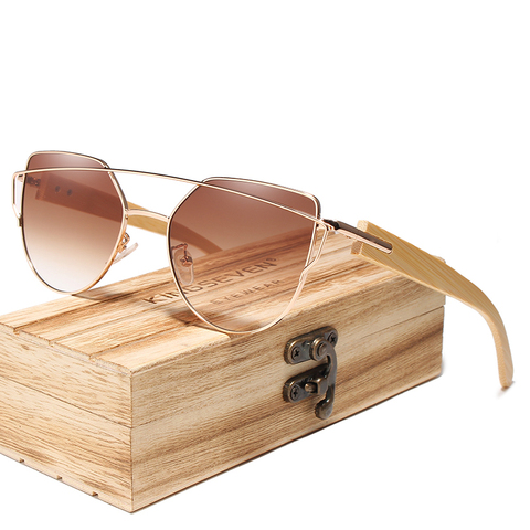 KINGSEVEN-gafas de sol de madera hechas a mano para hombre y mujer, lentes de sol de bambú, UV400, diseño Original de marca, de madera ► Foto 1/5