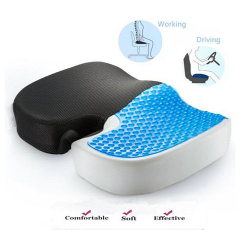 Cojín ortopédico de espuma y gel, almohadón transpirable y con memoria perfecto para asiento de viaje, carro u oficina, protección y salud del coxis ► Foto 1/6