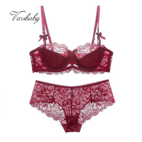 Varsbaby-Sujetador Floral transparente para mujer, conjunto de bragas ► Foto 1/6