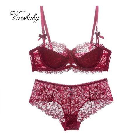 Varsbaby-Sujetador Floral transparente para mujer, conjunto de bragas ► Foto 1/6