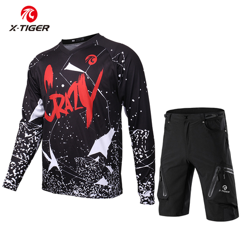 X-Tigre Pro conjunto de camisetas de ciclismo otoño bicicleta MTB ciclismo pantalones cortos rápida seco bicicleta de carreras de manga larga ciclismo Jersey para descensos ► Foto 1/6