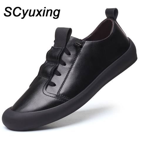 Zapatos de piel auténtica para hombre, mocasines antideslizantes de goma suave, informales, con cabeza de piel, 38 a 44, 2022 ► Foto 1/6