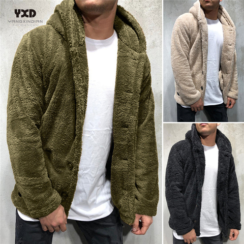 Sudadera con capucha suelta para hombre, Rebeca de hombre, cárdigans gruesos y cálidos, suéteres de punto, ropa, abrigo, chaqueta K pop ► Foto 1/6