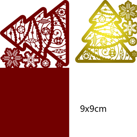 Tarjeta de felicitación de árbol de Navidad, troqueles de corte de marcos de acero de Metal, bricolaje, álbum de recortes, tarjetas de papel de grabado, 90x90mm ► Foto 1/2