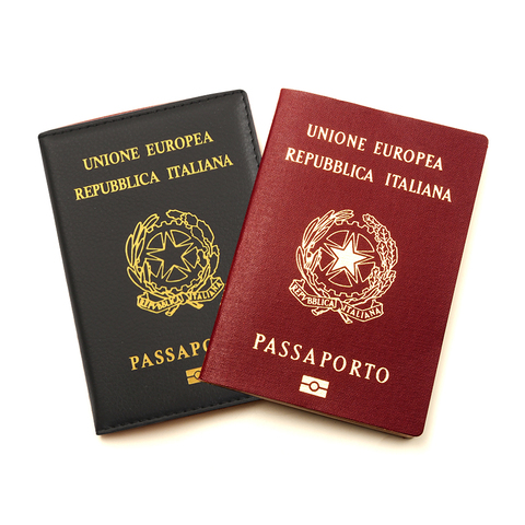 Funda de pasaporte italiana de alta calidad para mujer, funda para pasaporte italiana de viaje, funda para pasaporte de piel sintética negra ► Foto 1/6