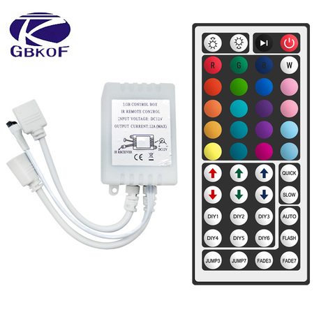 Regulador de intensidad de lámpara para tira de luces LED de 44 o 24 teclas, DC12V, conectores duales de salida IR, control remoto RGB, 10M, 5M, 3528, 2835, 5050 ► Foto 1/6