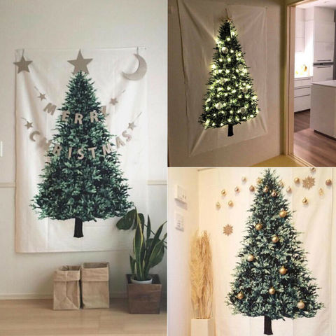 Tapiz colgante de árbol de Navidad para sala de estar, dormitorio, fondo de tela para colgar, decoración del hogar, decoración de Navidad ► Foto 1/6