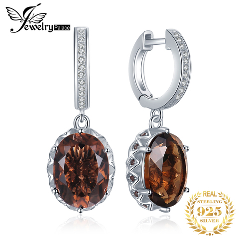 JewelryPalace-pendientes de gota de cuarzo ahumado para mujer, 7 quilates, aretes de Plata de Ley 925, joyas coreanas, joyería 2022 ► Foto 1/6