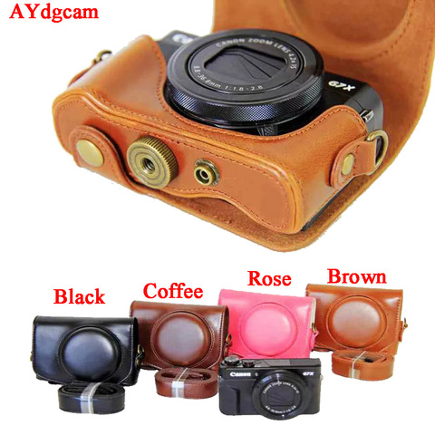 Funda de cuero Pu para cámara Canon Powershot G7X, mark 2, G7X II, G7X2, g7viii, G7X, Mark 3, funda de lujo con correa ► Foto 1/6