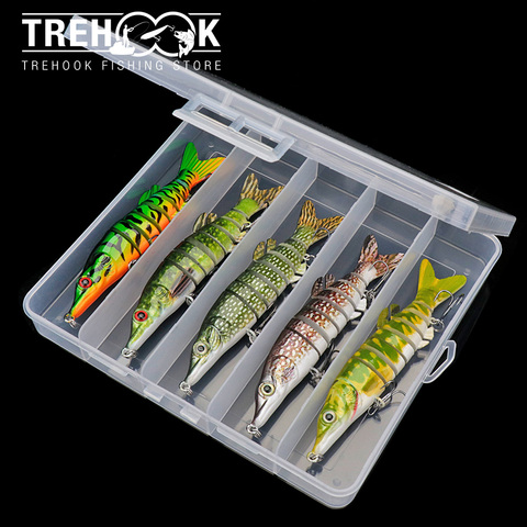 TREHOOK-Juego de señuelos de Lucio Artificial articulado, 3/5 Uds., 12,5 cm, 18g, 8 segmentos, aparejo de pesca de Lucio ► Foto 1/6