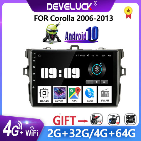 Android 10,0 auto Radio Multimedia reproductor de vídeo Navigaion GPS para Toyota Corolla E140/150/2006-2013 6G + 128G 2Din estéreo pantalla ► Foto 1/6