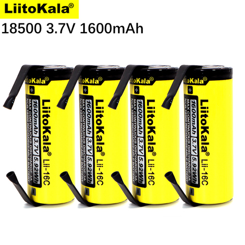 LiitoKala-batería recargable de iones de litio para linterna y Lii-16C, batería recargable de 18500 mAh, 1600 V, de níquel de DIY, 1-40 Uds. ► Foto 1/6