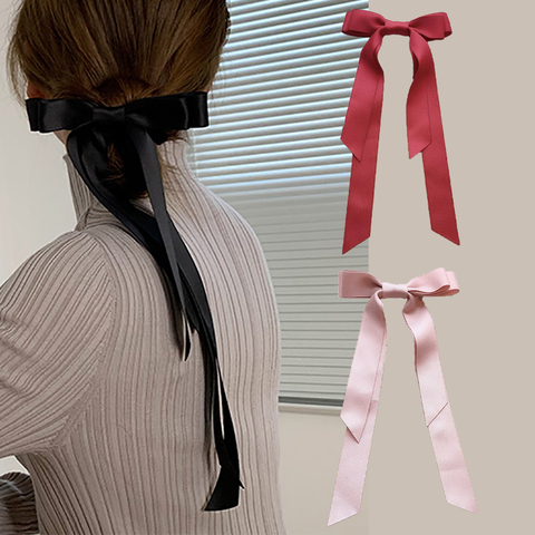 2022 nuevo primavera raso cinta para el pelo de lazo de pinza de lazo temperamento cinta arco gorros para Mujer Accesorios para el cabello ► Foto 1/6