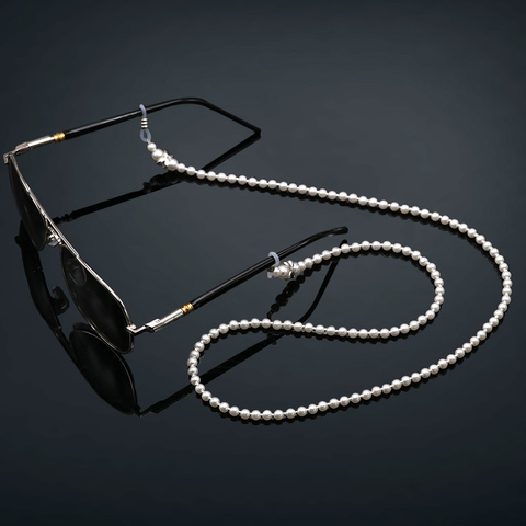 COLOUR_MAX-cadena para anteojos con cuentas de perlas, soporte para lentes de lectura, cordones de correa para mujeres y niñas, color blanco ► Foto 1/6