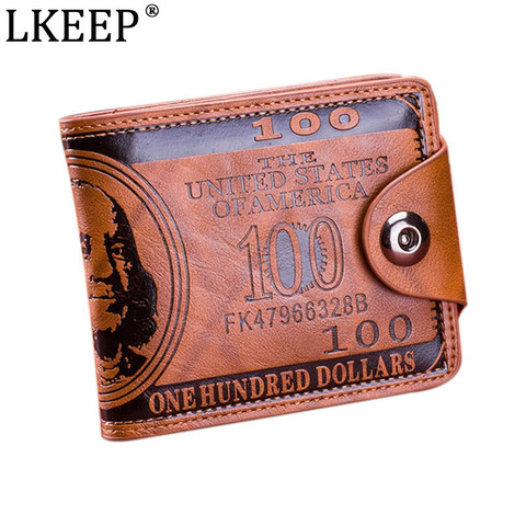Tarjetero de diseño de dólar para hombre, billetera de cuero PU corta, monedero de 2 colores, a la moda ► Foto 1/6