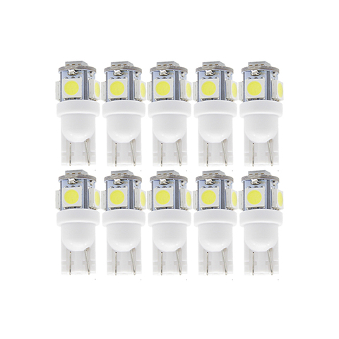 Bombilla LED de señal 10x T10 W5W, luz de techo de lectura Interior para coche, 12V, luz de equipaje para matrícula lateral de puerta de maletero de coche, 5050 SMD, Blanca ► Foto 1/6