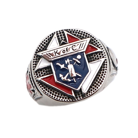 Anillo de acero inoxidable Unisex, 316L, Caballeros de Columbus, catalicista, K of C, Cruz, Calavera ► Foto 1/1