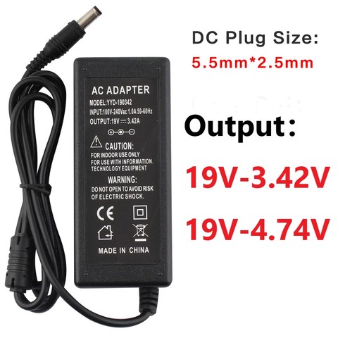 Adaptador de fuente de alimentación Universal de 19 V 3.42A 4.74A, cargador de ordenador portátil, adaptador de CA, fuente de alimentación DC 19 V con enchufe europeo cargador para EUA Notebook ► Foto 1/6