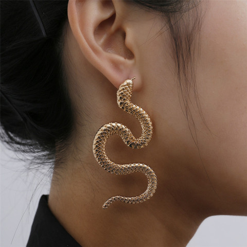 Joyería Europea personalidad distorsionada serpiente geométrica mujer exagerada en relieve Stud pendientes ► Foto 1/6