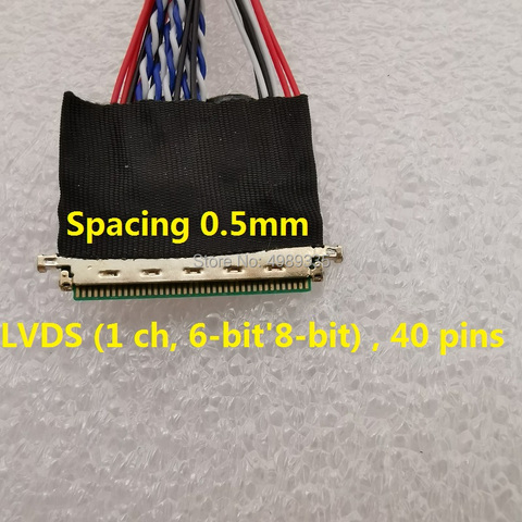 Línea de pantalla LCD LVDS, 1 ch, 6 bits, 8 bits, 40 Pines, línea de datos universal, longitud de 300MM, paso de 0,5 MM ► Foto 1/3