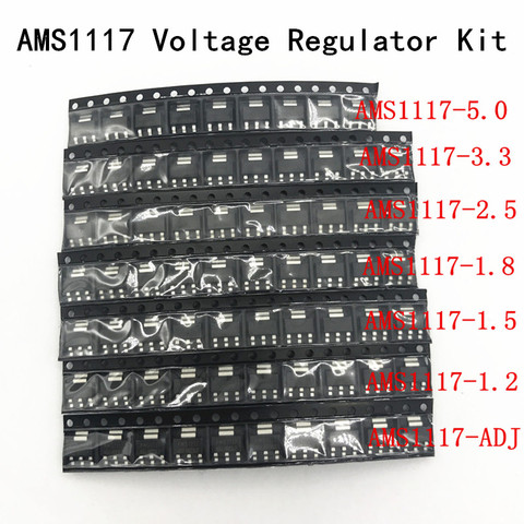 70 uds/lote AMS1117 regulador de tensión de 1,2 V/1,5 V/1,8 V/2,5 V/3,3 V/5,0 V/ADJ 1117 7 valores cada 10 Uds ► Foto 1/2