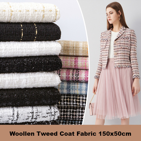 Tela de lana de tweed, media falda, abrigo, pantalones cortos, fondo, tela de lana gruesa, ropa de viento fragante pequeña ► Foto 1/6