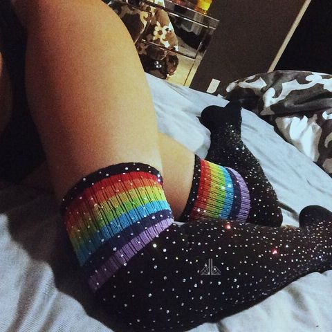 Arco Iris diamantes largo medias mujeres Sexy muslo por encima de la rodilla suave, de punto de algodón de Invierno Caliente largo medias ► Foto 1/6